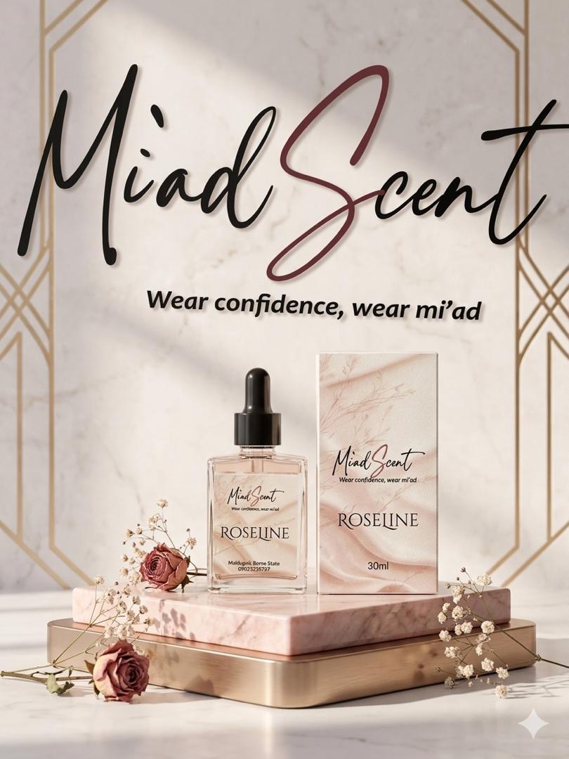 Mi'ad Scent Roseline perfume oil with elegant packaging